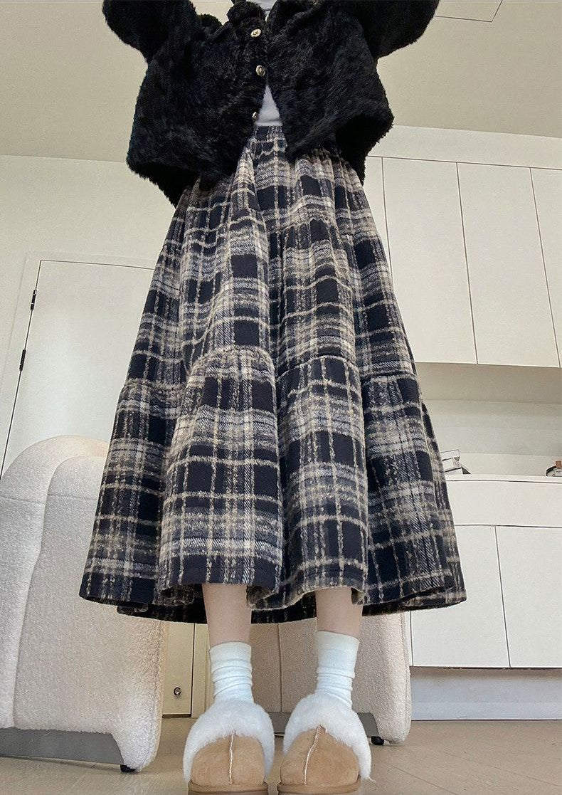 あたたかチェック柄｜ふんわりフレアスカート