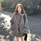 リボンファーショートコート