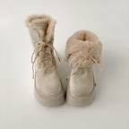 ファーフォールド厚底ショートブーツ