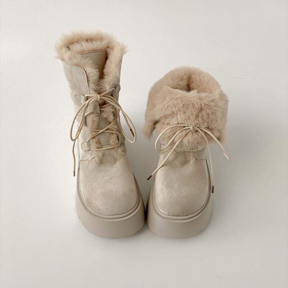 ファーフォールド厚底ショートブーツ