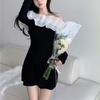 フリルオフショルミニワンピース