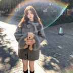 リボンファーショートコート