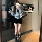 ファーフードニットブルゾン