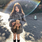 リボンファーショートコート