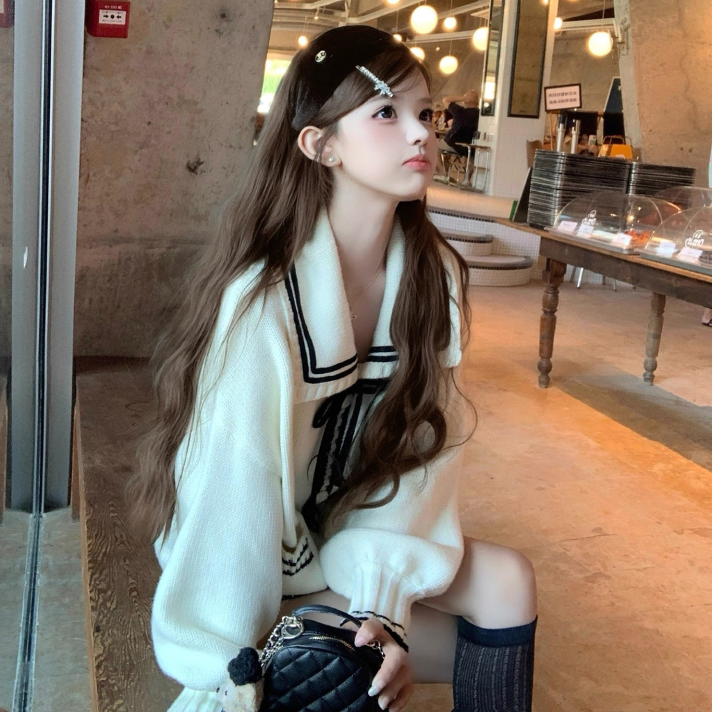 セーラーデザインニットカーディガン