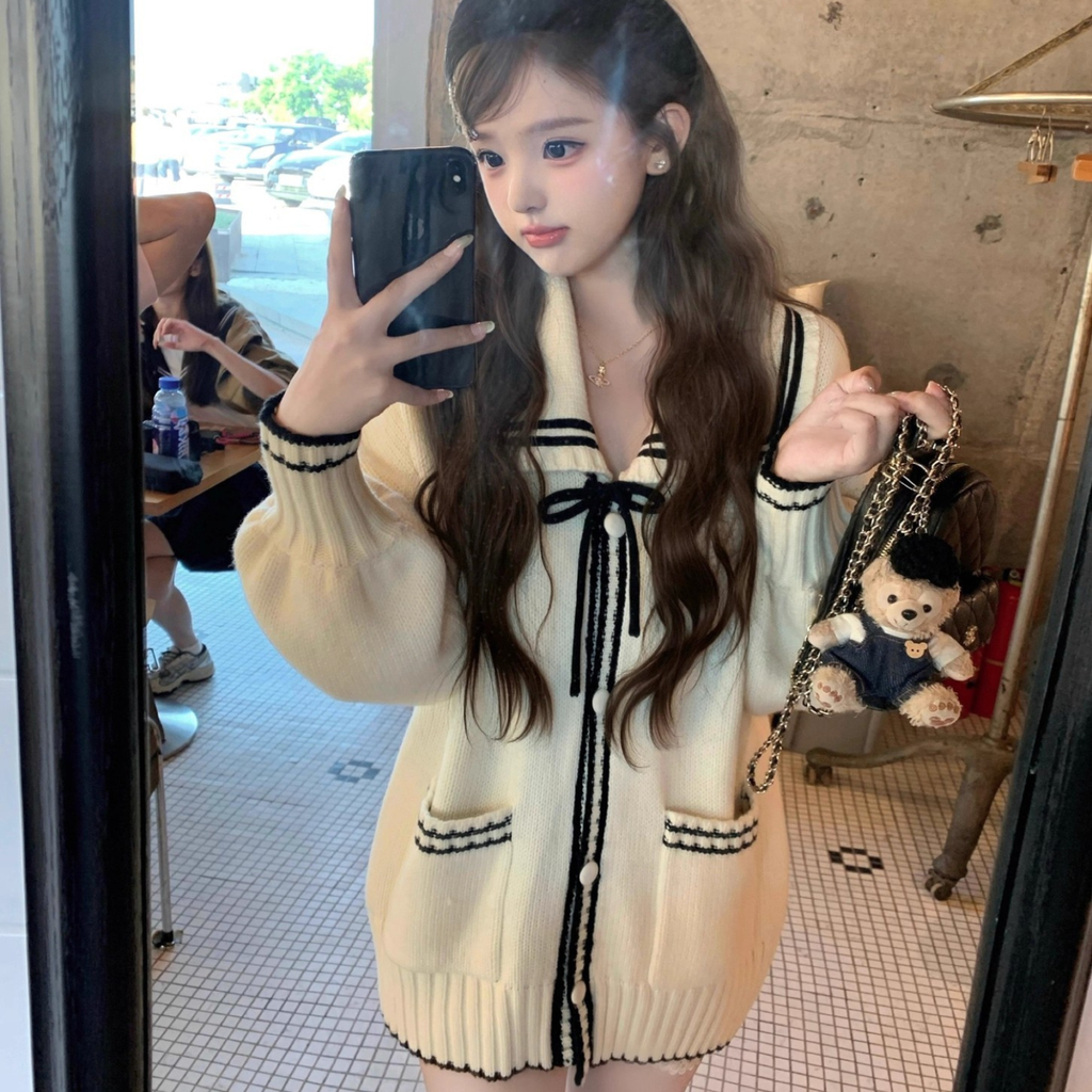 セーラーデザインニットカーディガン