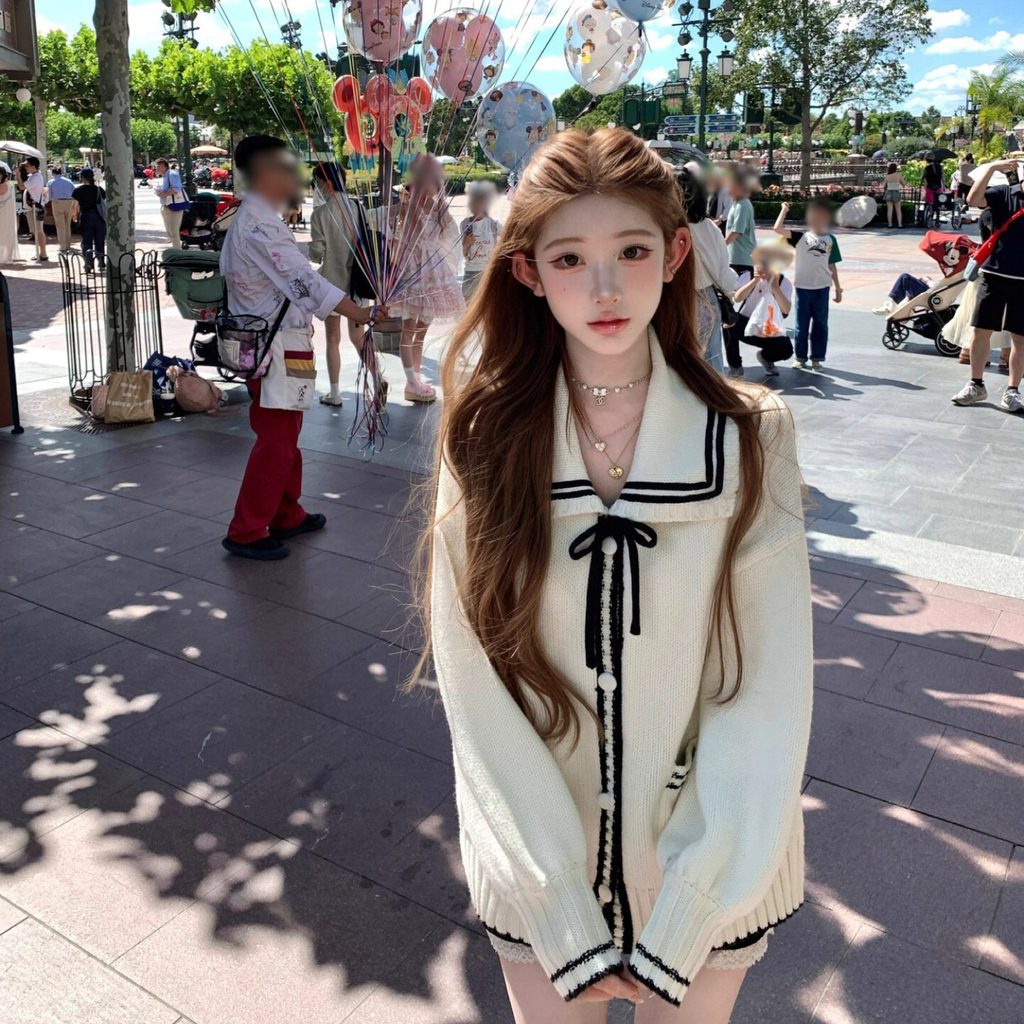 セーラーデザインニットカーディガン