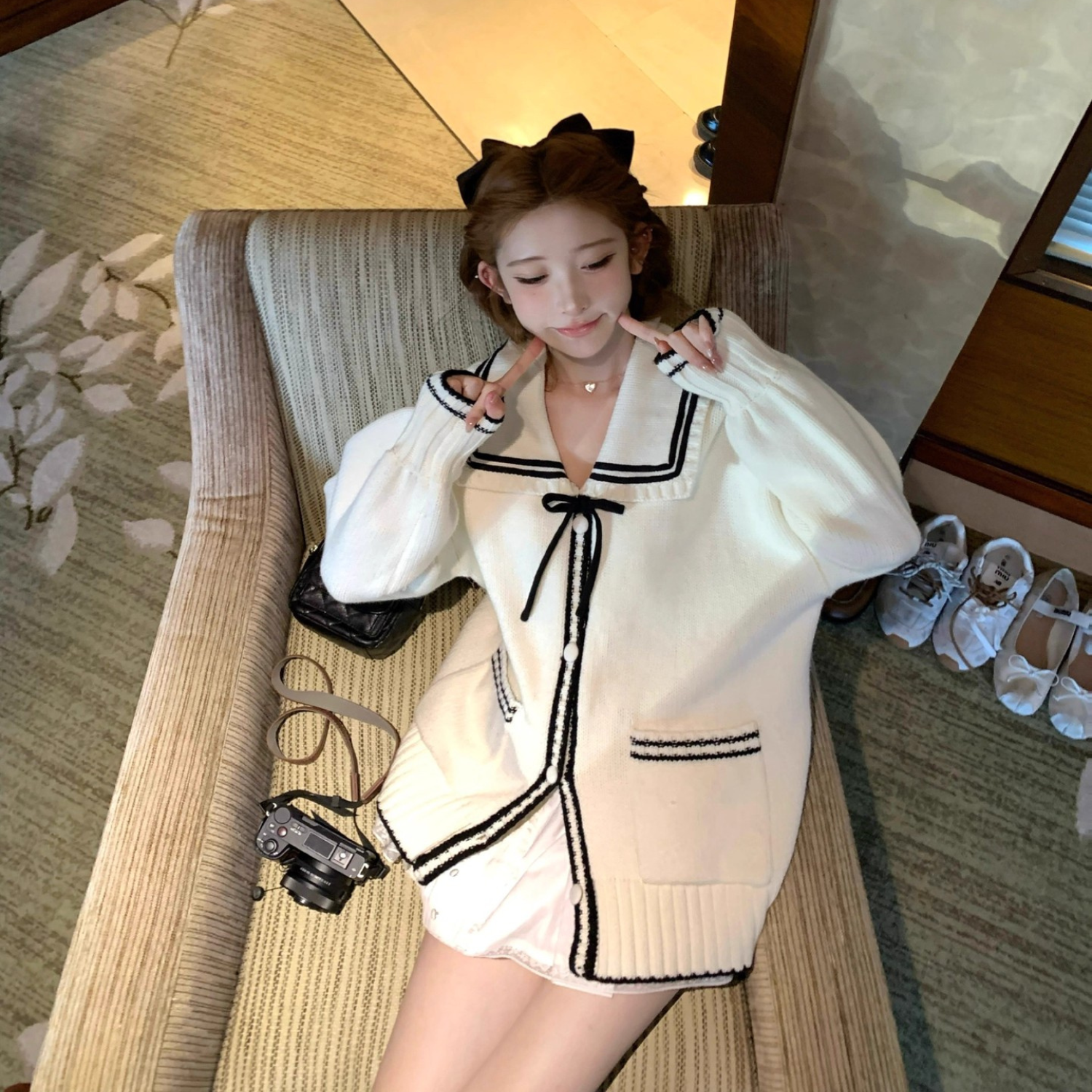 セーラーデザインニットカーディガン