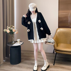 フラワーモチーフ付きカーディガン｜ガーリーカジュアル