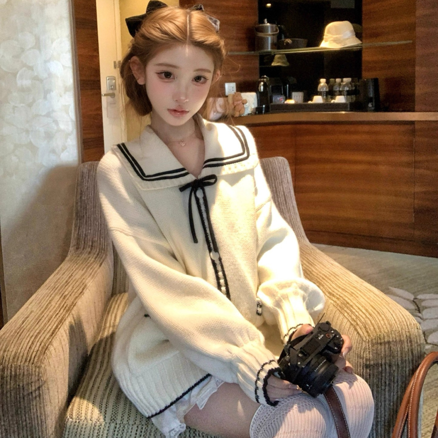 セーラーデザインニットカーディガン