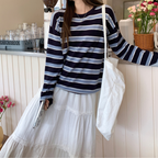 ボーダー柄ニットトップス｜カジュアルベーシック