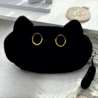 黒ねこフェイス｜ふわもこ小物ポーチ