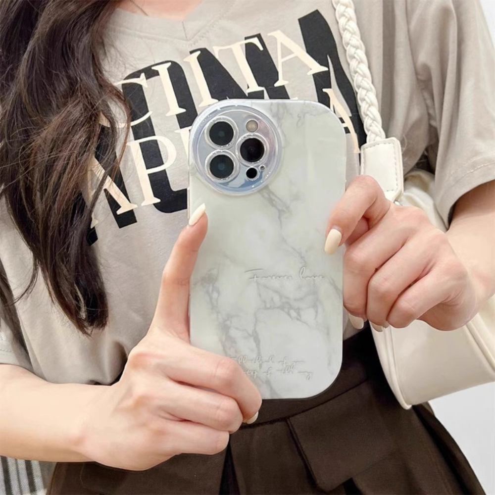 丸みフォルム×大理石マーブル｜高品質シリコンiPhoneケース