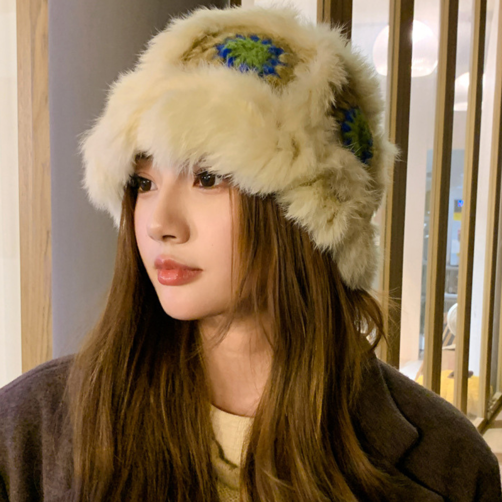 もこもこクロシェ｜フラワーパターンバケットハット