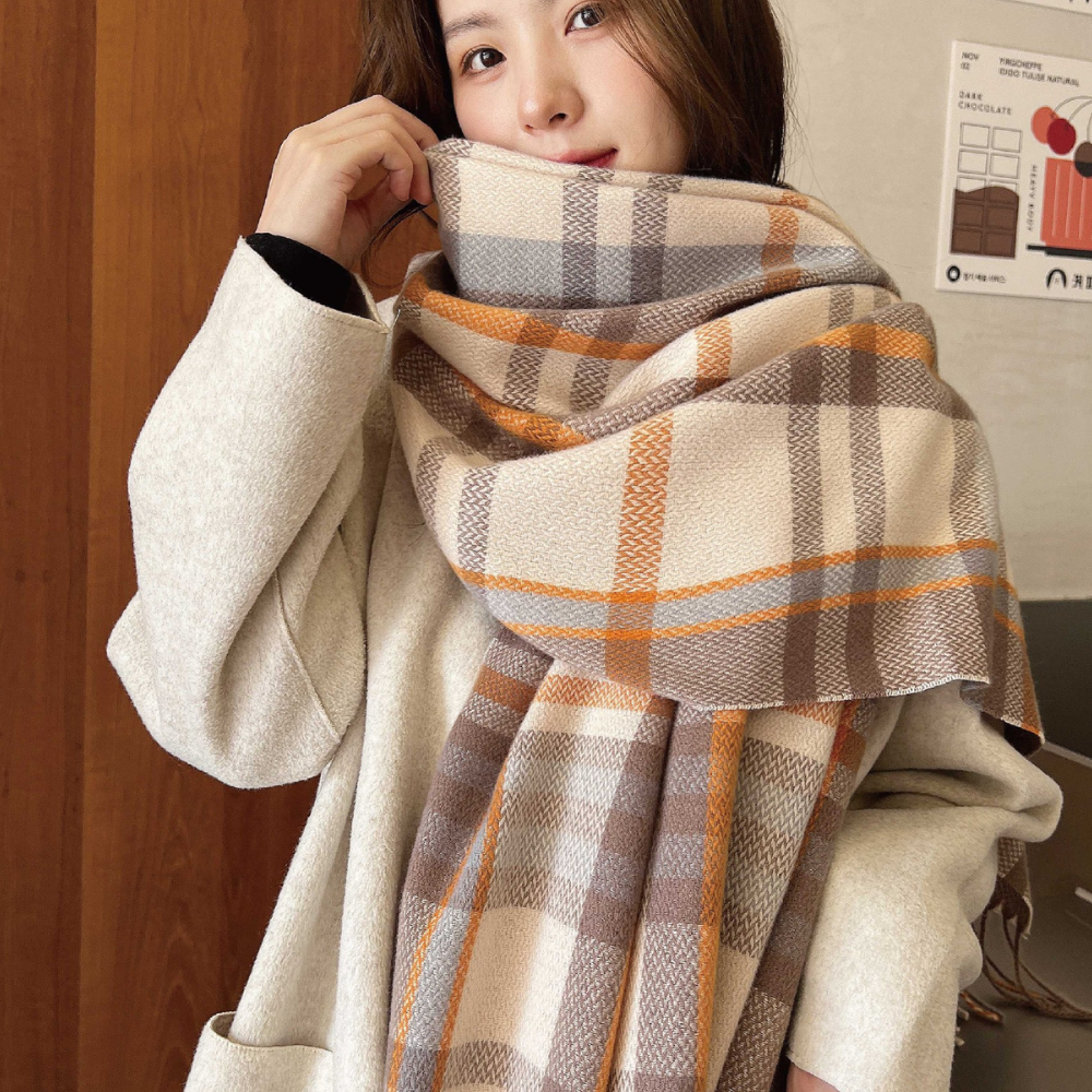 ナチュラルチェックボリュームマフラー