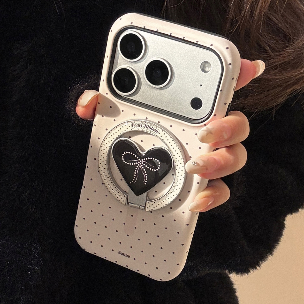 ドットリボンハートスタンドiPhoneケース