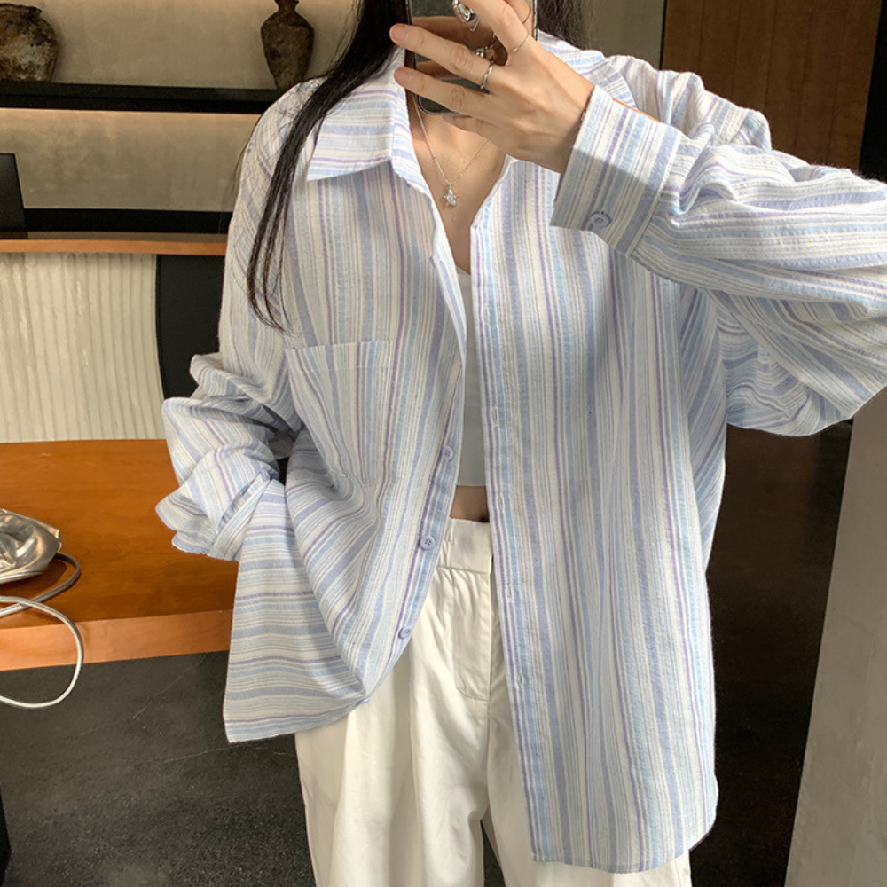 ストライプ柄｜ゆるシルエットオーバーシャツ
