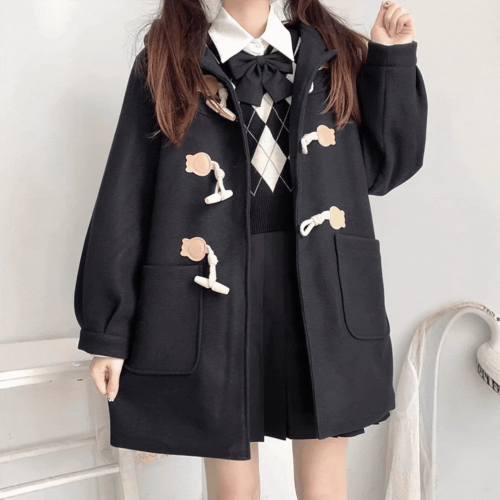 トグルボタンショートダッフルコート