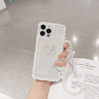 立体リボンチャーム付き｜波打ちフレームiPhoneケース