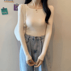 リブフィットロングスリーブトップス