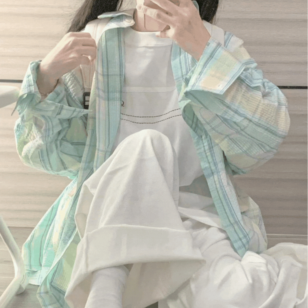 ミントチェック｜ゆるシルエットシャツ