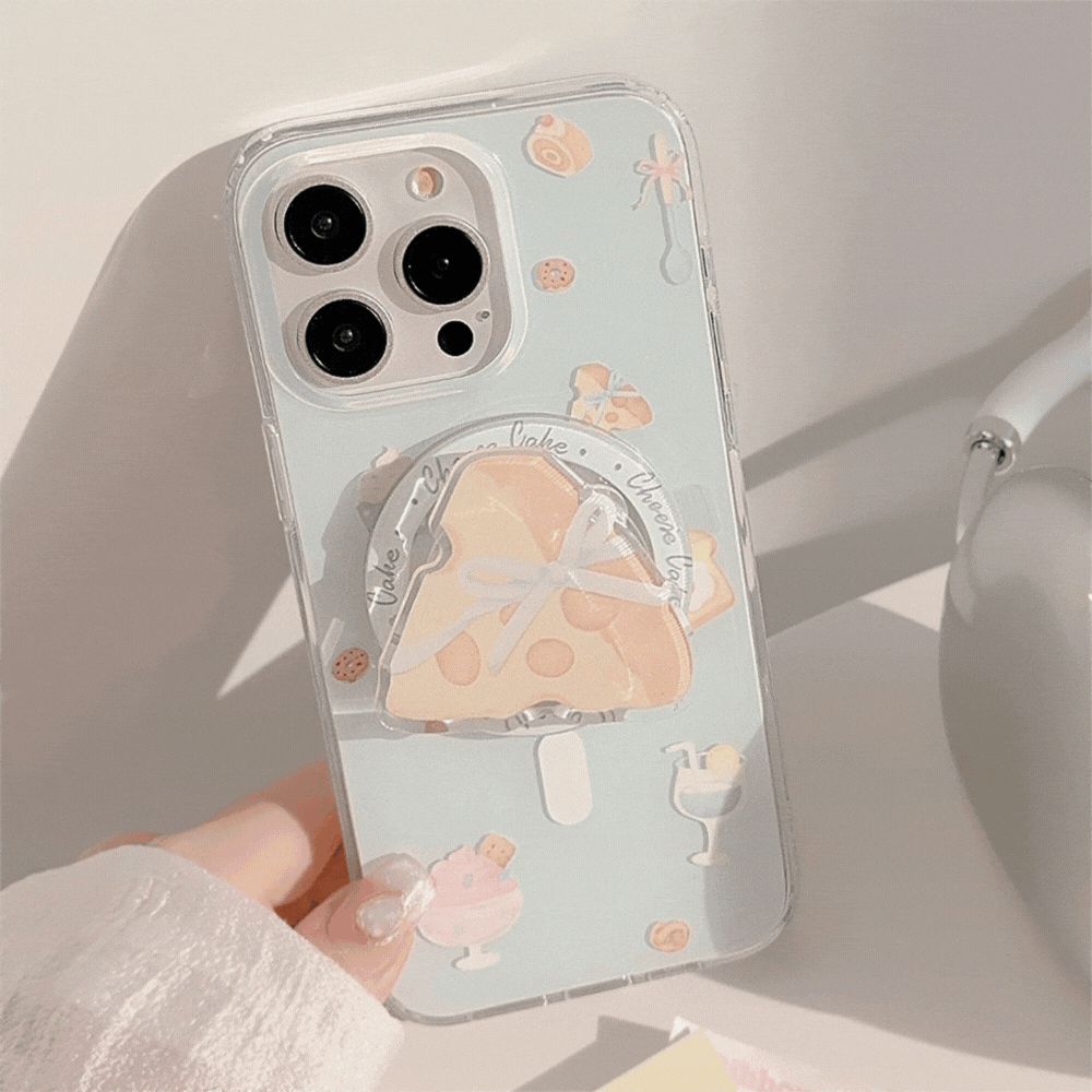 チーズケーキデザイン｜MagSafe対応クリアiPhoneケース（スタンド付き）