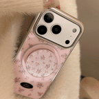 ピンクローズリボンスタンドiPhoneケース