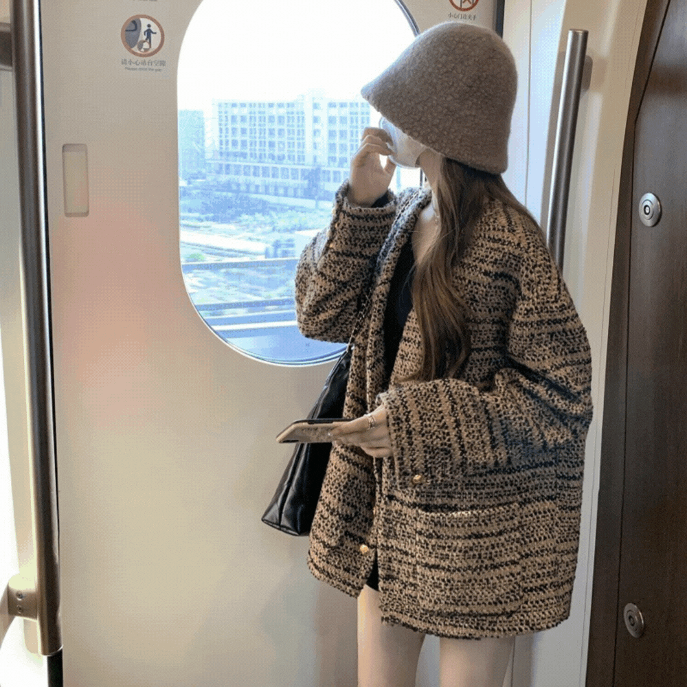 ツイードチェックオーバージャケット