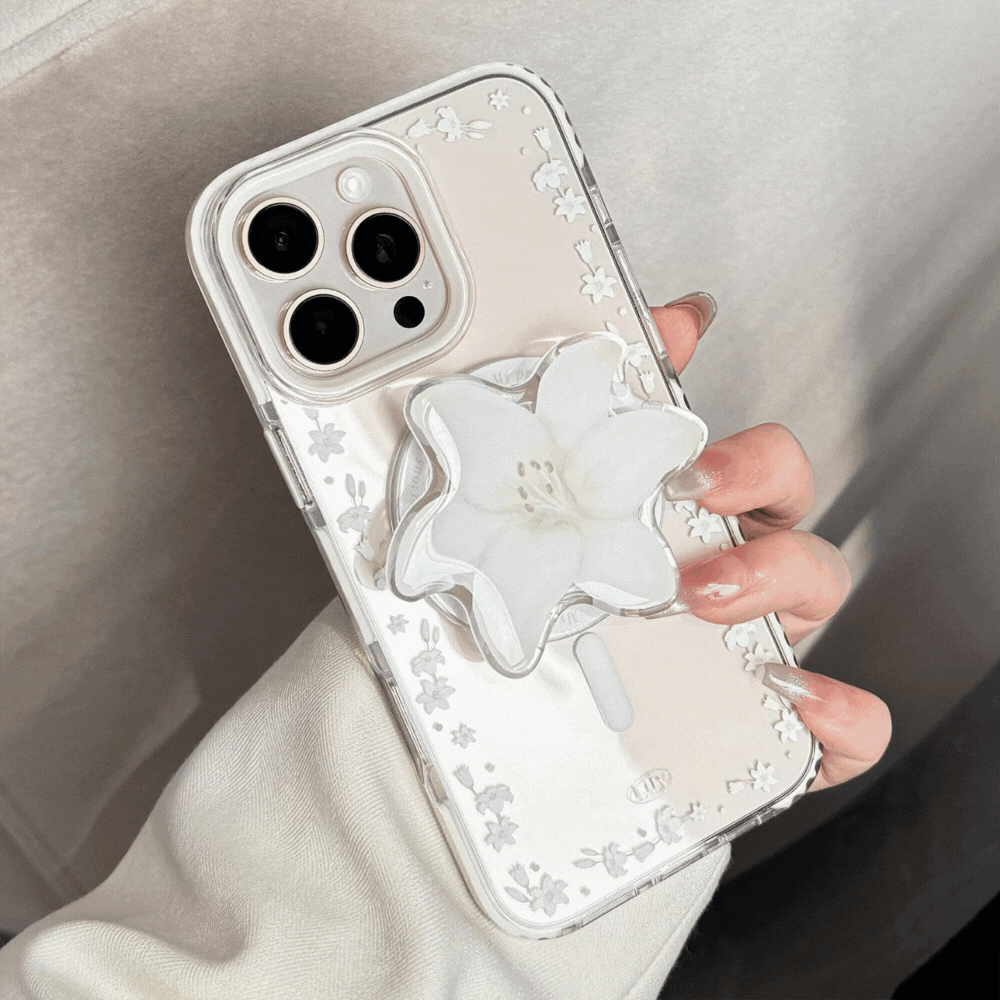 立体フラワー｜MagSafe対応iPhoneケース（スタンド付き）