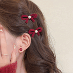 ベルベットリボン＆パール｜ミニヘアクリップ