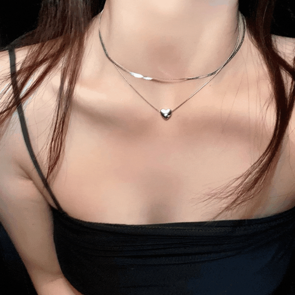 ハートチャームレイヤードネックレス