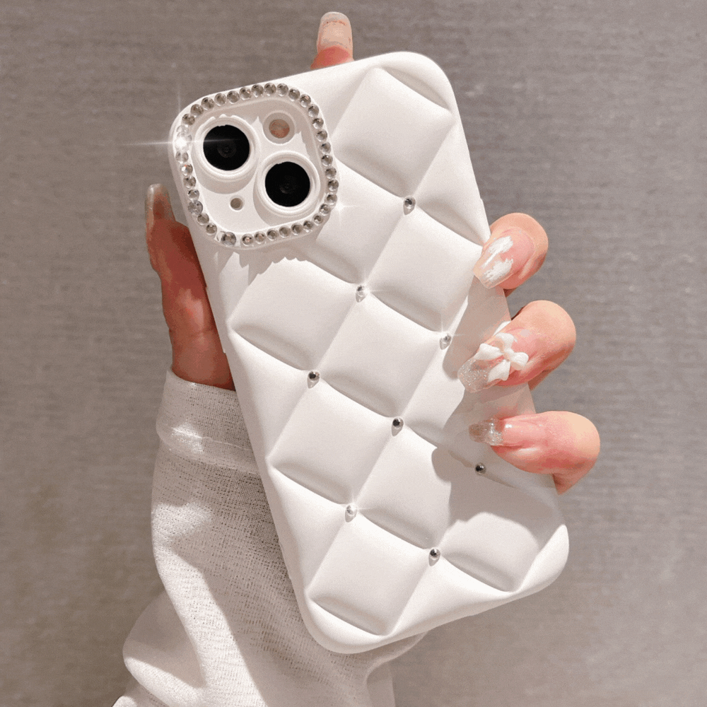 ビジューデザインキルティングiPhoneケース