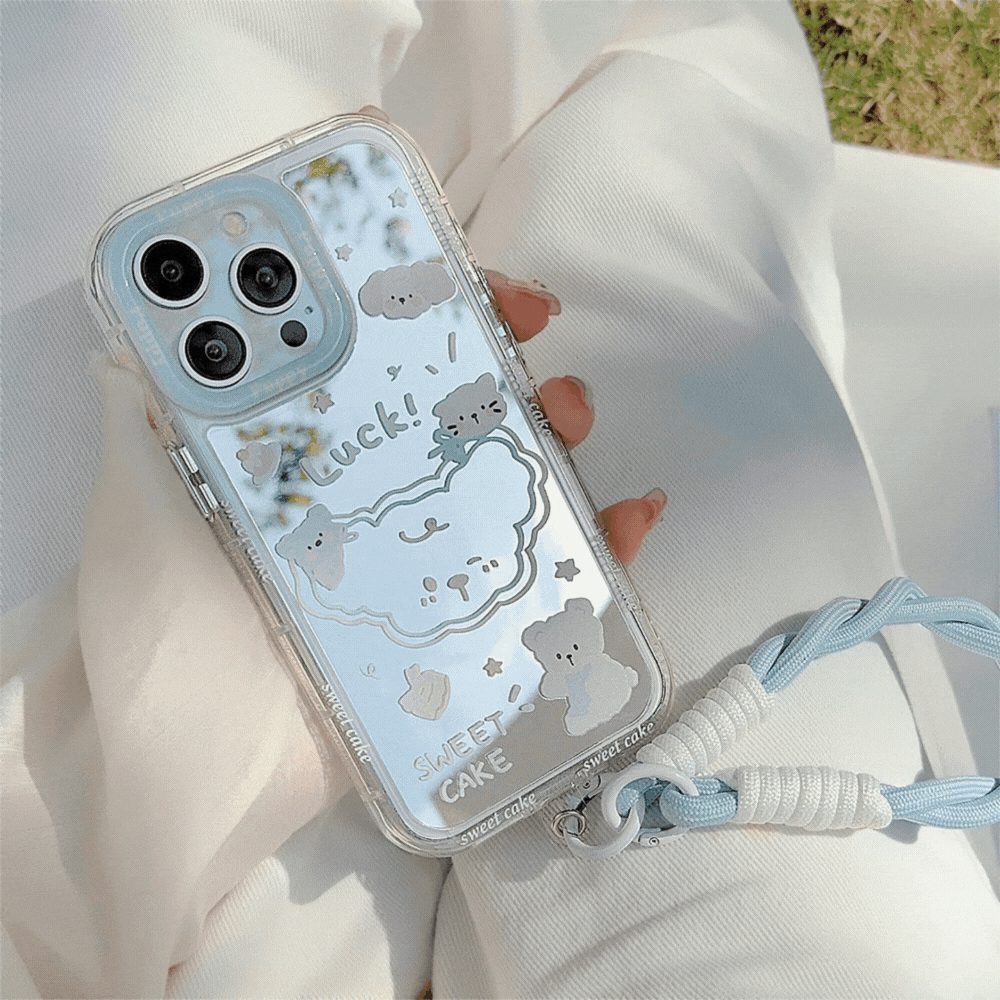 アニマル柄｜ストラップ付きミラーiPhoneケース