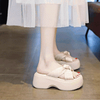 花柄リボン｜厚底サンダル