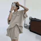 韓国ストリート｜ワッフル生地セットアップ