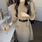 ベルト付きで着映える｜ニットワンピース