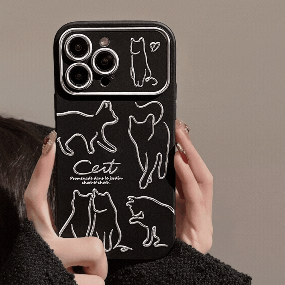 猫シルエット｜モノトーンiPhoneケース