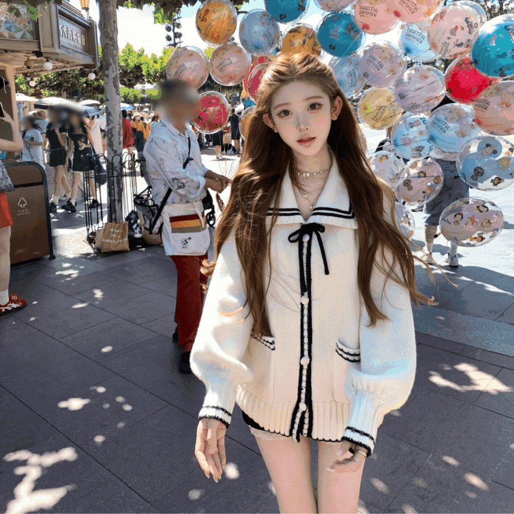 セーラーデザインニットカーディガン