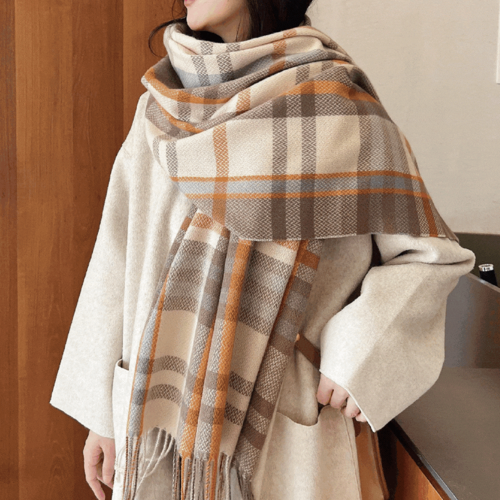 ナチュラルチェックボリュームマフラー