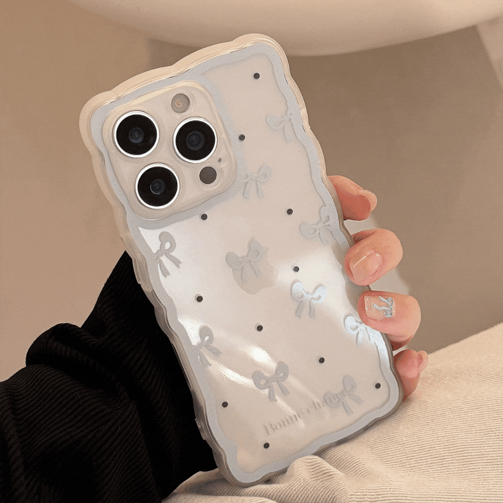 ゆるふわライン｜リボンとドットのiPhoneケース