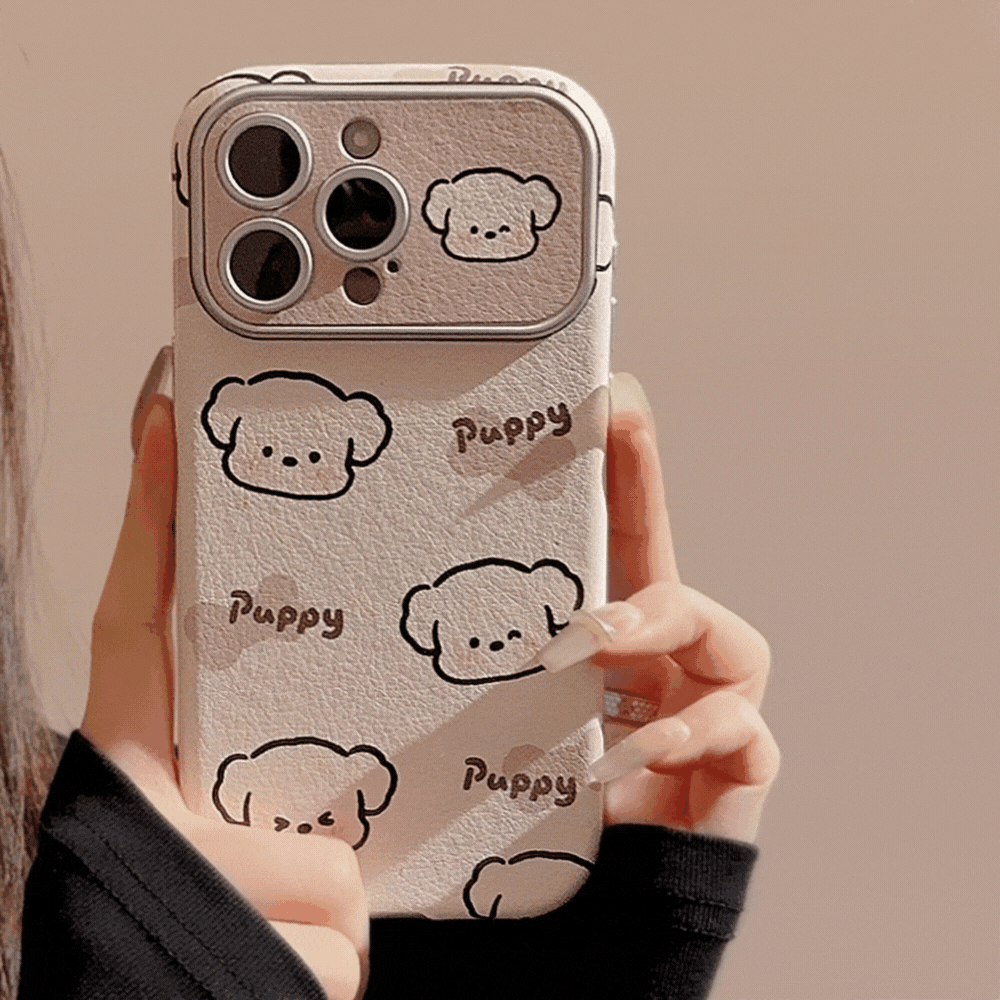 レザータッチ×子犬｜高級感とかわいさのiPhoneケース