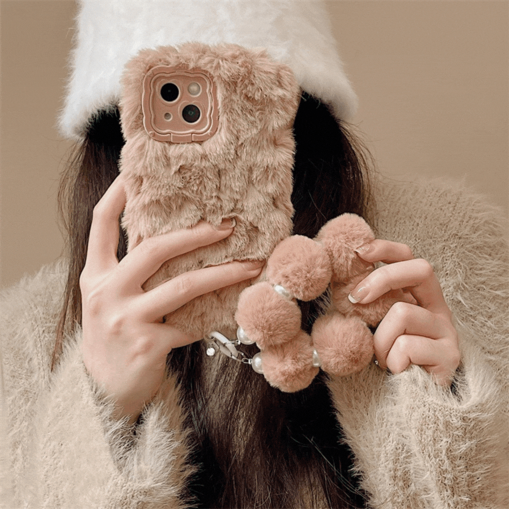 ファーパールチャームスタンドiPhoneケース