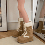 ボアレースアップ厚底ムートンブーツ