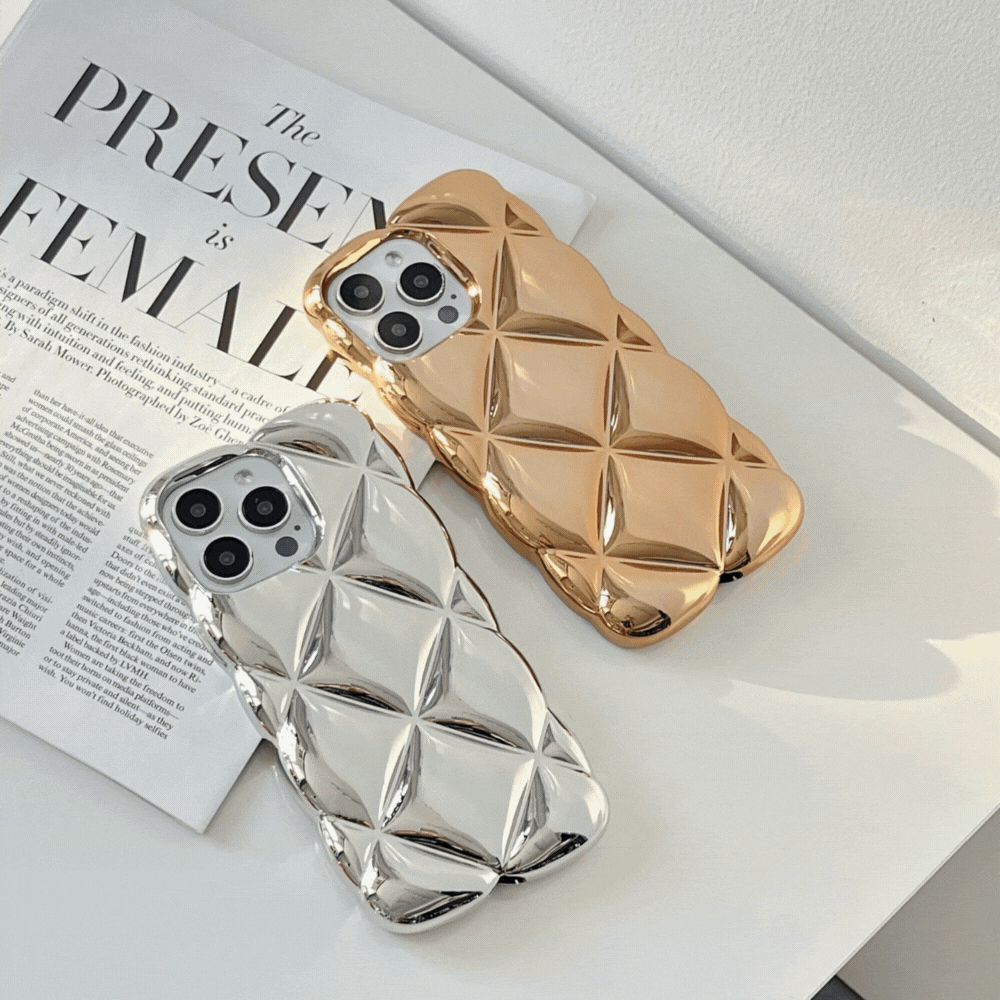 メタリックキルティングiPhoneケース