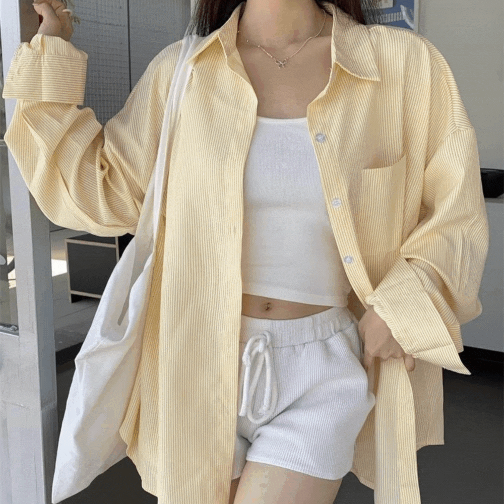 ゆるっと爽やか｜ストライプオーバーサイズシャツ