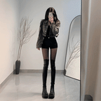 スリムフィットロングブーツ