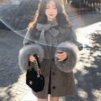 リボンファーショートコート