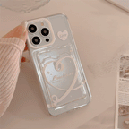 ハートリボン×クリアデザイン｜カード収納付きiPhoneケース