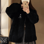 ロゴ刺繍ボアジャケット