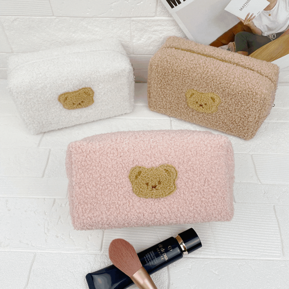 くまフェイス｜ふわもこメイクポーチ
